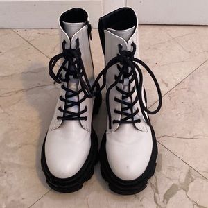 Forever 21 faux leather lace up combat boots.